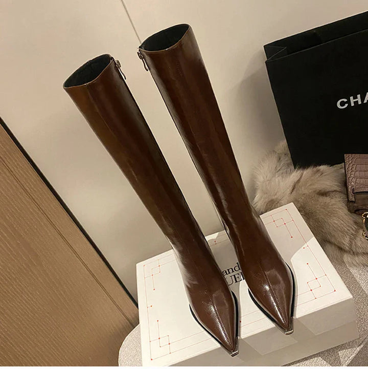 High heeled leatherette boots - Sally