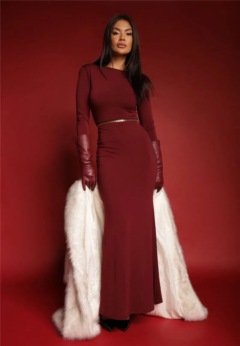 שמלת מקסי בעיטור אבזמי פרפרי זהב - HILA