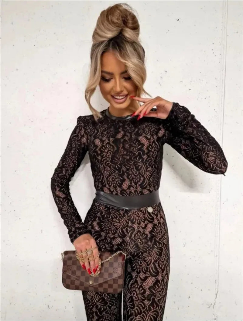 אוברול תחרה עם תחתית (לא שקוף) - אריקה