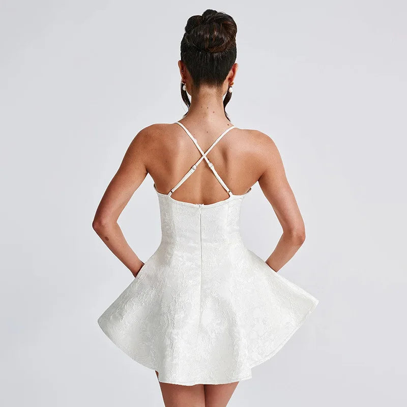 שמלת מיני בעיטור רקמת איורי פרחוני - דפני