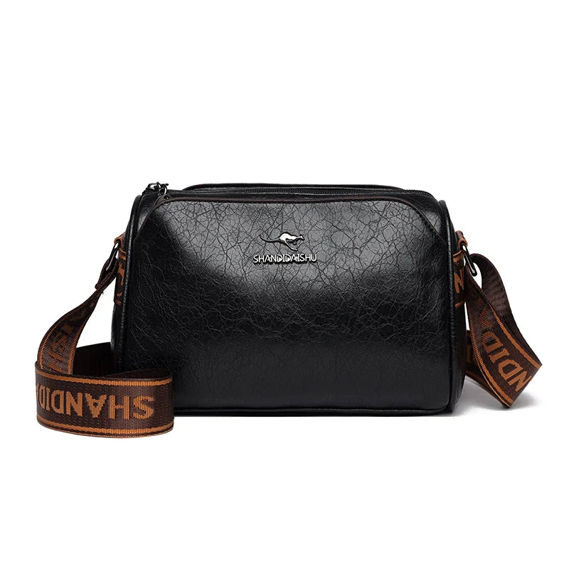 Faux leather bag with strap design