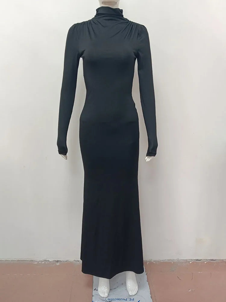 Open back maxi dress with buckle decoration - TAHIL