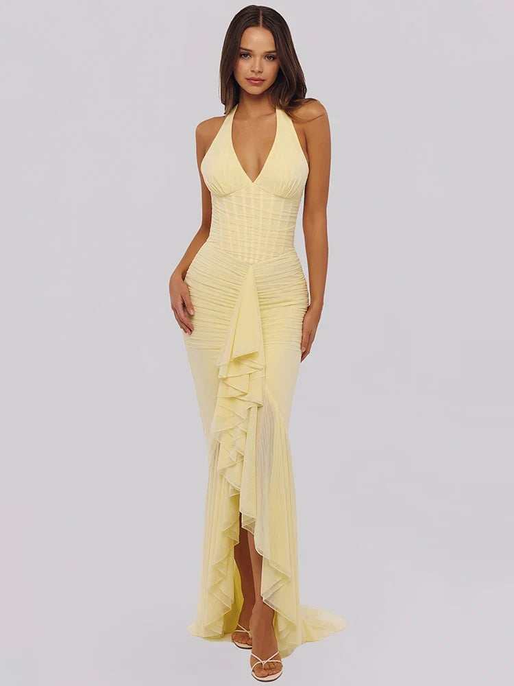 Ruffled chiffon maxi dress - JOYA