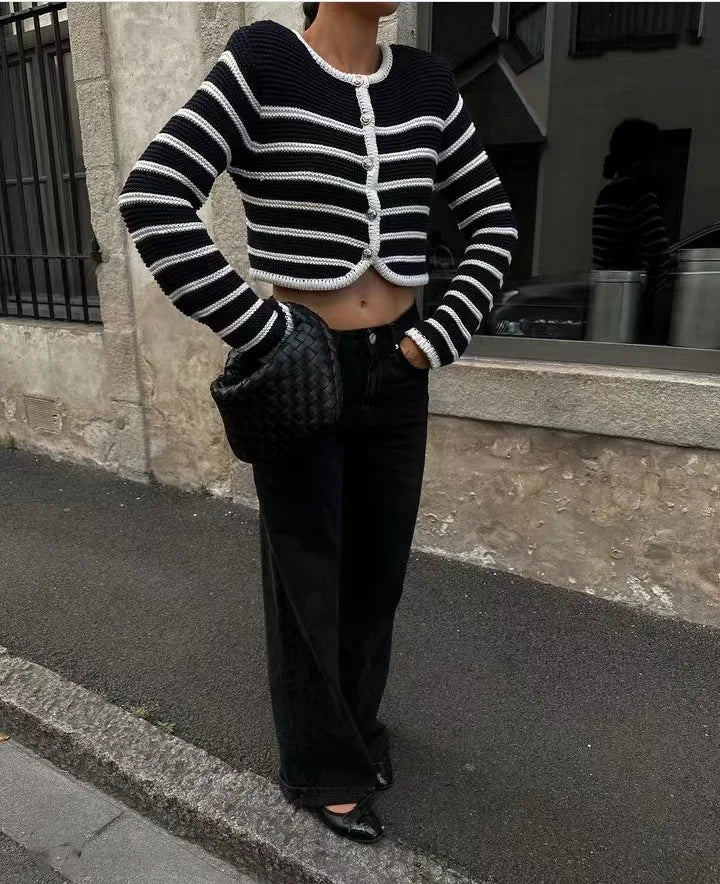 קרדיגן פסים בעיטור כפתורים - פריז