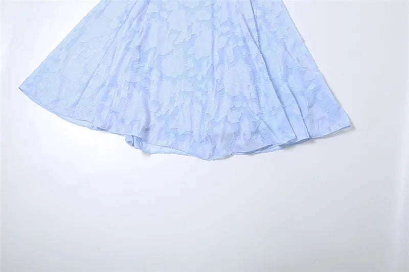 שמלת מקסי שיפון בעיטור רקמת עלים קשירה בגב להצמדה במותן - מונה ליז