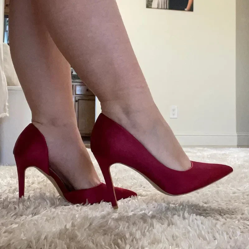 נעלי עקב משי סאטן שפיץ בעיצוב צד פתוח - רויה