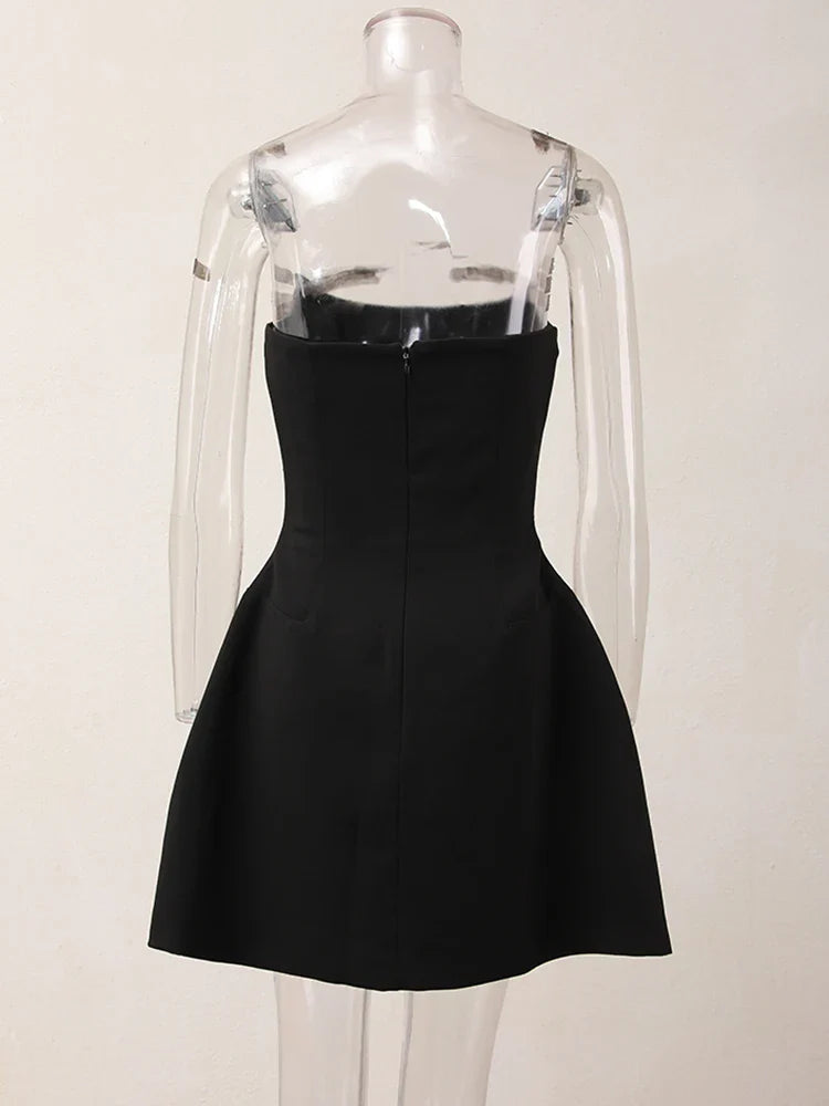 שמלת מיני/מידי סטרפלס בעיטור יהלומים - MELIKA