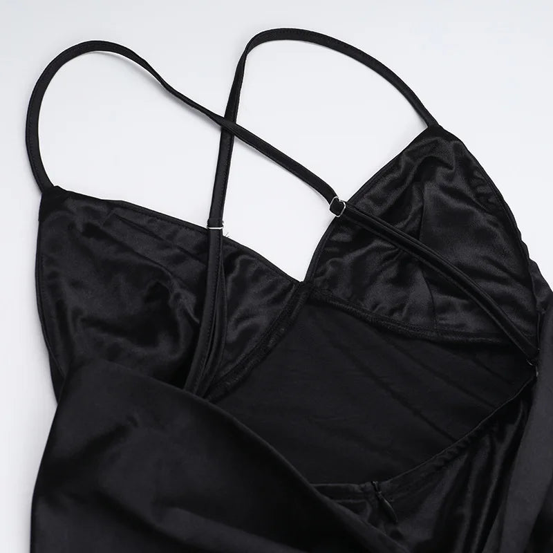 שמלת מקסי סאטן בעיטור פפיון בגב - סברינה