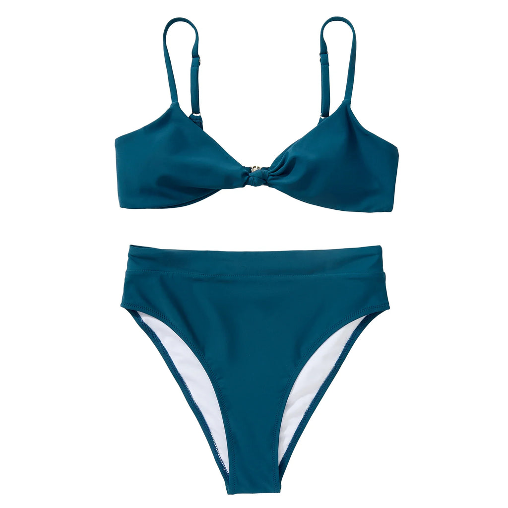 ביקיני תחתון גזרה גבוהה מחטב חזייה בקישוט קשר למראה מוצמד ומורם - שריל