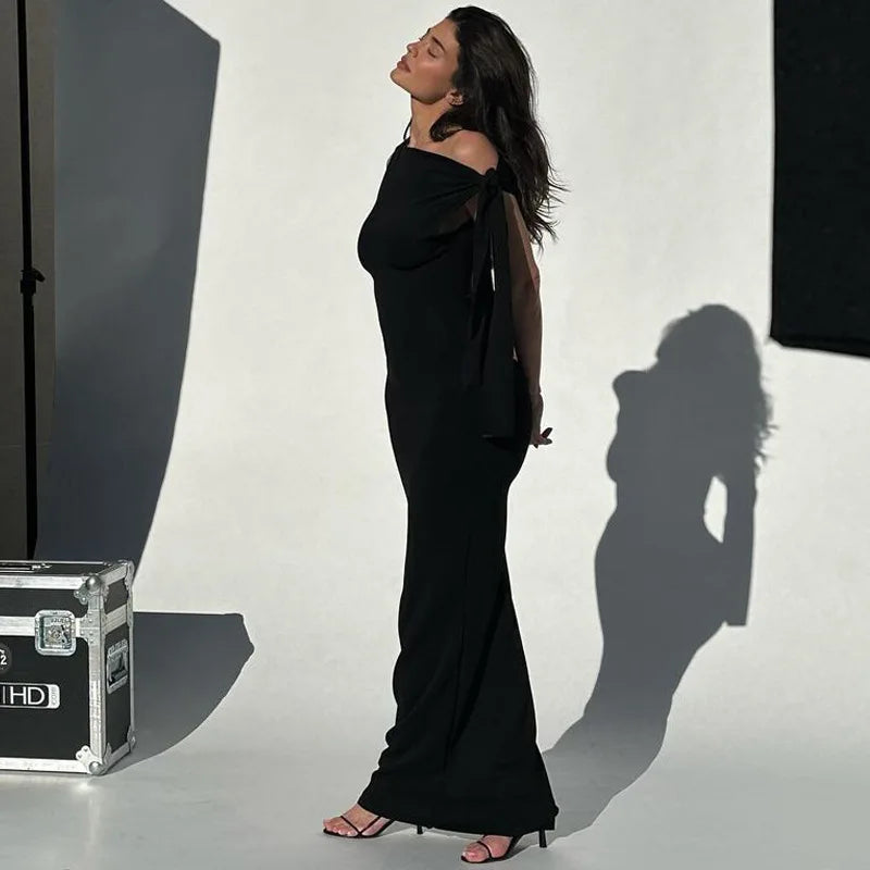 שמלת מקסי אלגנטית קשירה בכתף - יולנדה