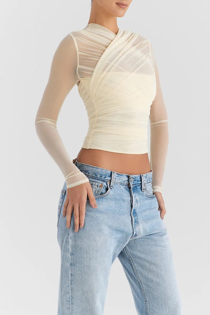 חולצת שיפון בעיצוב כיווצים - דורון