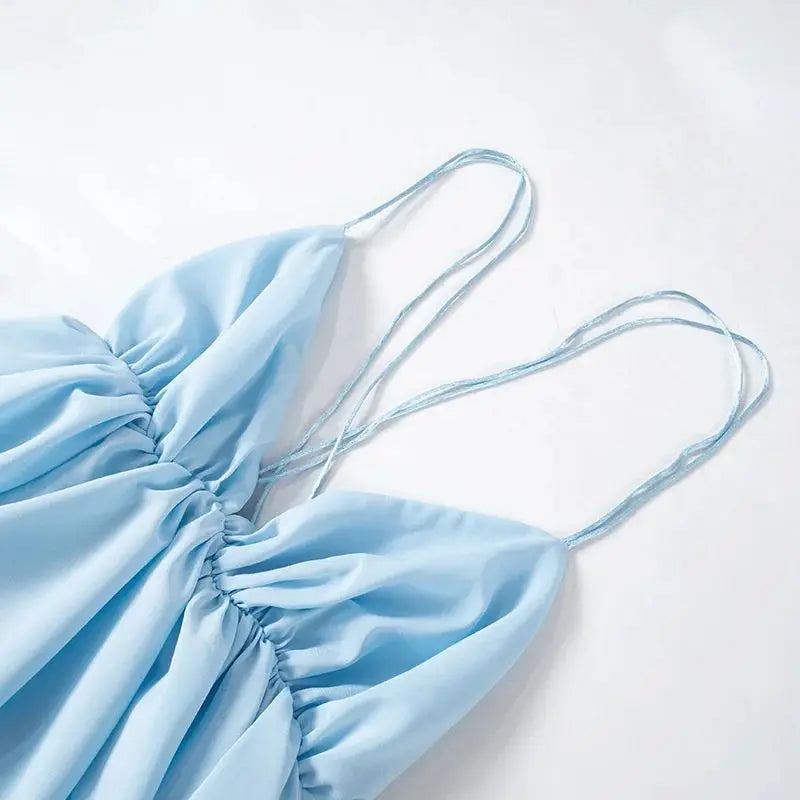 שמלת מיני שיפון מלמלה קשירות בגב - טולום