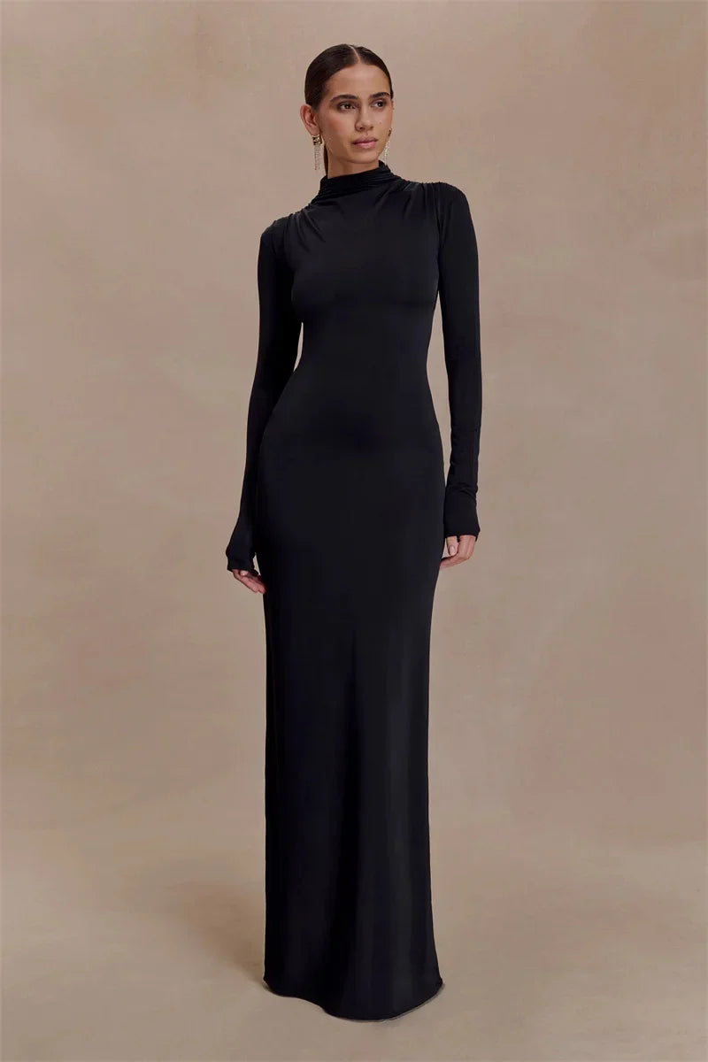 Open back maxi dress with buckle decoration - TAHIL