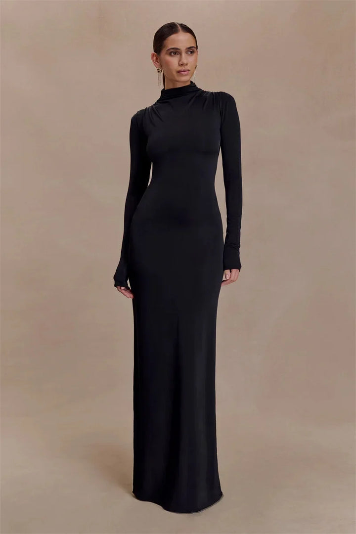 Open back maxi dress with buckle decoration - TAHIL