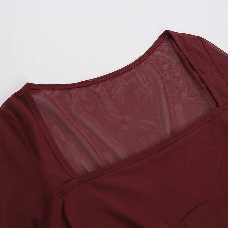 שמלת מקסי בעיצוב כיווצים ורשת - לאורן