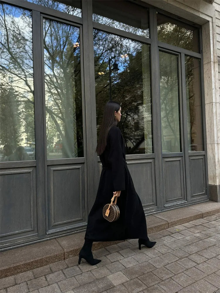 קרדיגן צמרי ארוך סגירת חגורת קשירה - קאי