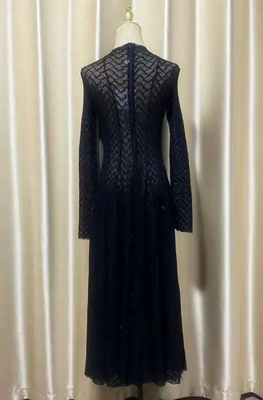 שמלת מקסי ערב יוקרתית בעיצוב ארוג בגזרת A - ליבי