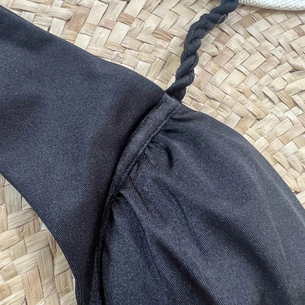 ביקיני בעיצוב רצועות צמה תחתון גזרה גבוה - אמה