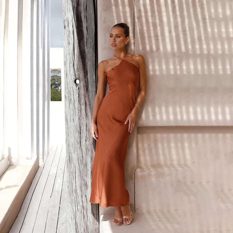 שמלת מקסי סאטן אלגנטית - קלייר