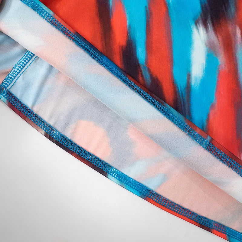 שמלת מקסי סאטן בעיצוב צבעוני - Skylar