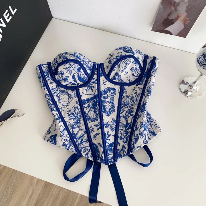 Corset with flower and butterfly design