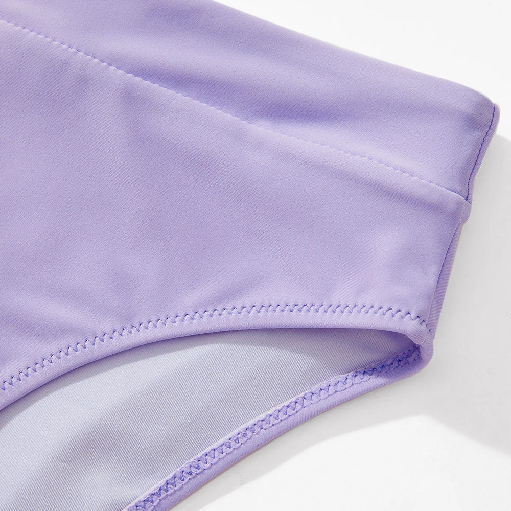 ביקיני תחתון גזרה גבוהה מחטב חזייה בקישוט קשר למראה מוצמד ומורם - שריל