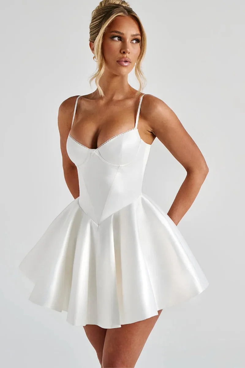 שמלת מיני סאטן בגזרת A - Tiffany