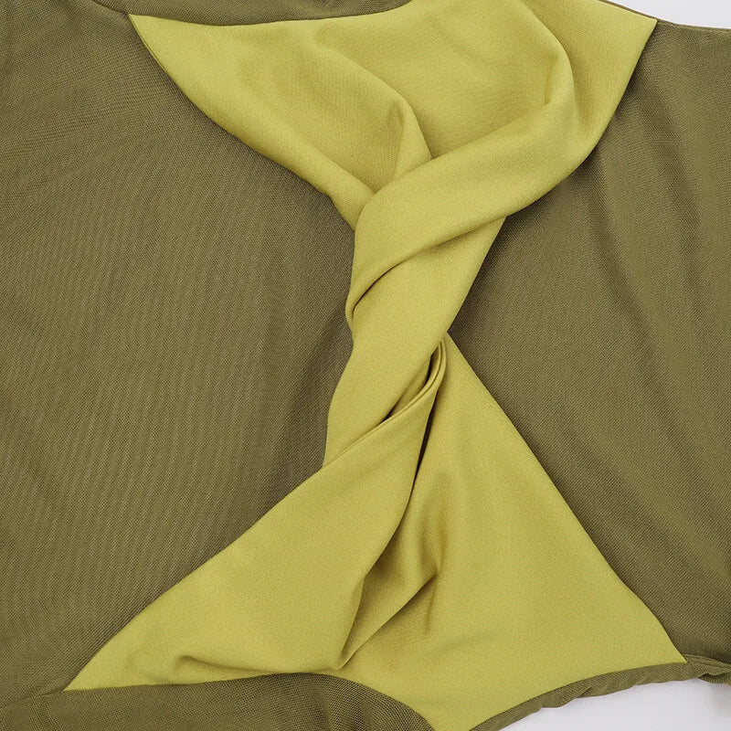 שמלת מקסי בעיצוב קיפולים ורשת - מינה