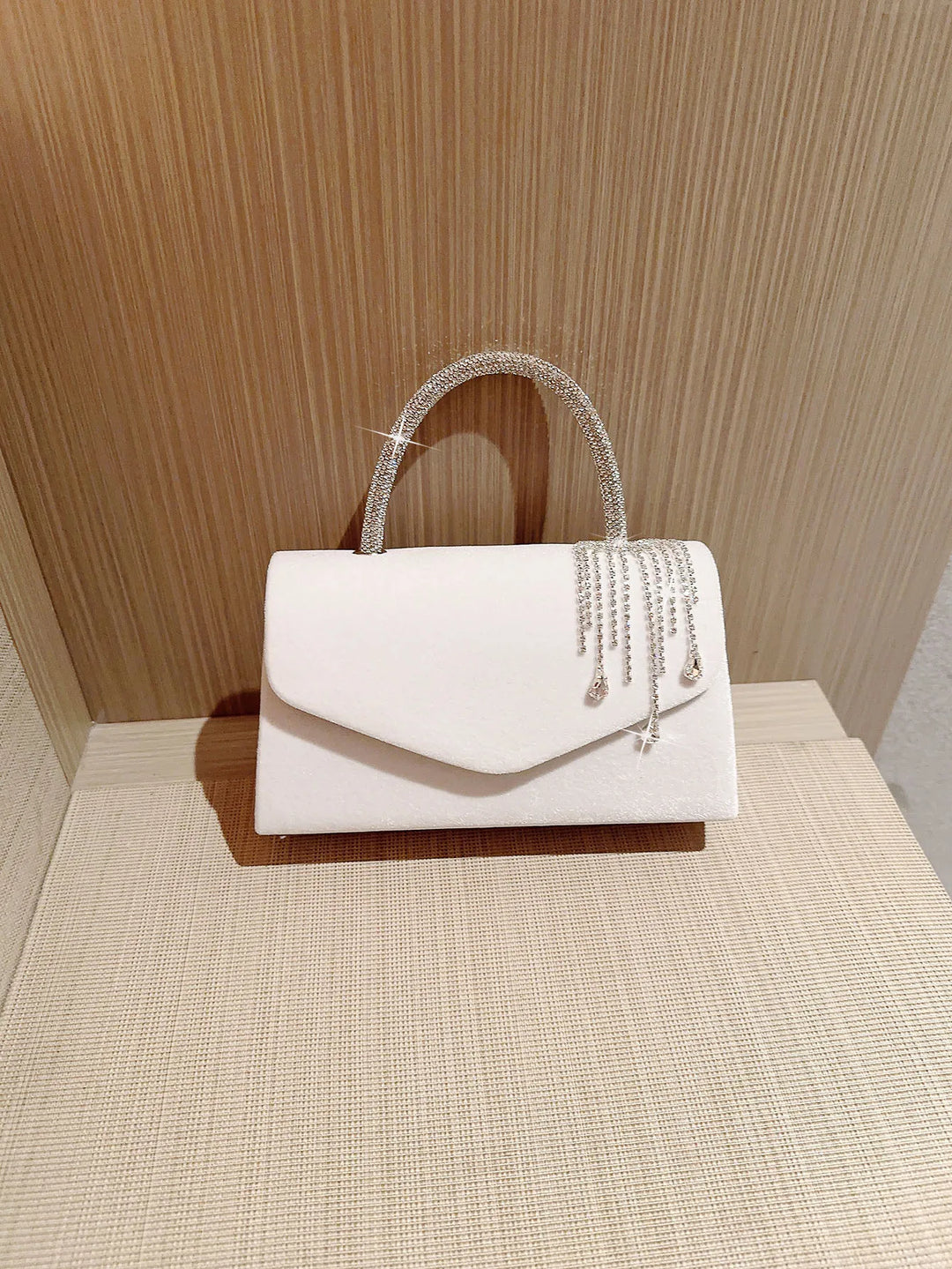 Velvet bag with diamond pattern design