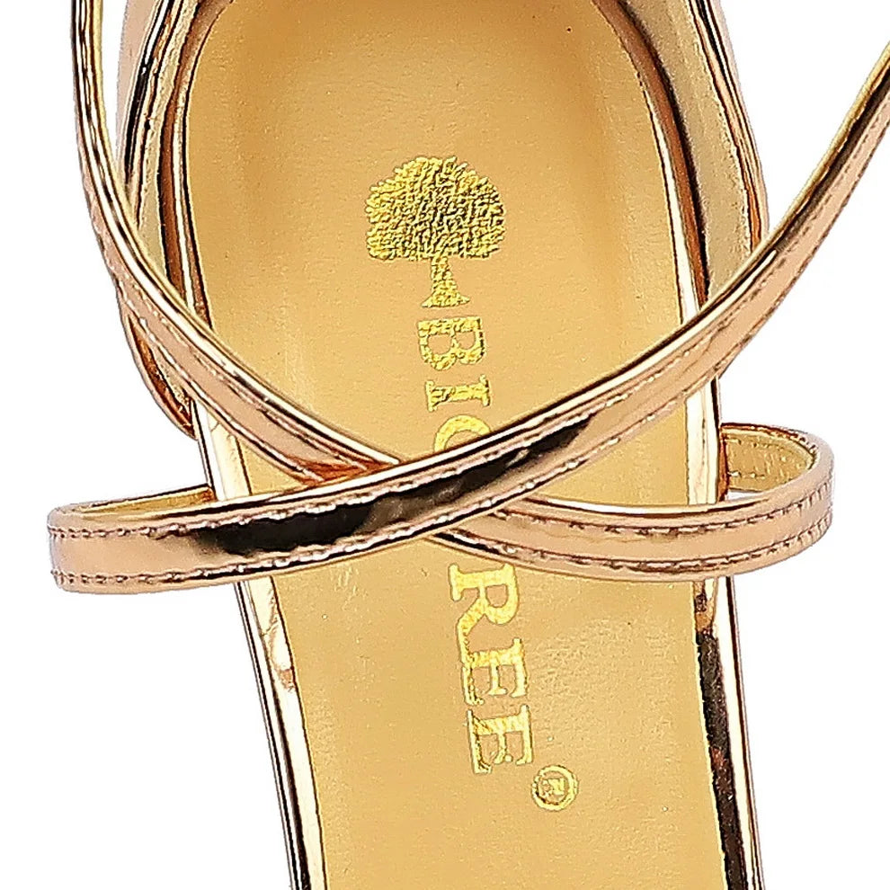 סנדלי עקב מבריקות בעיצוב רצועות קרוס - MAX