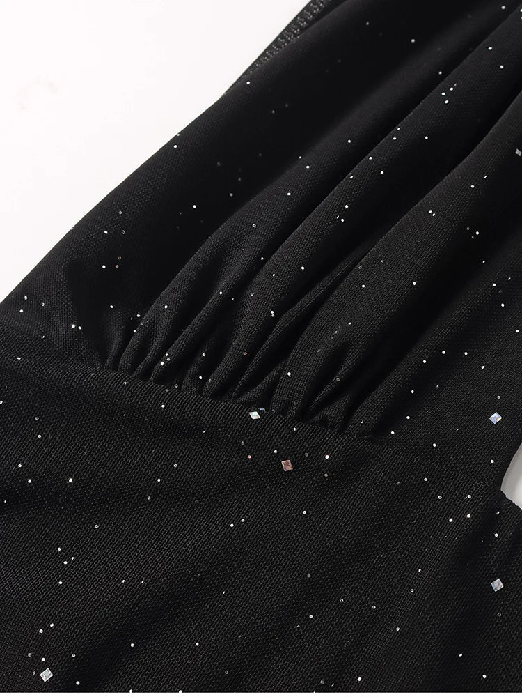 שמלת נצנצים מקסי קולר בעיצוב שיפון גב פתוח - שיראלה