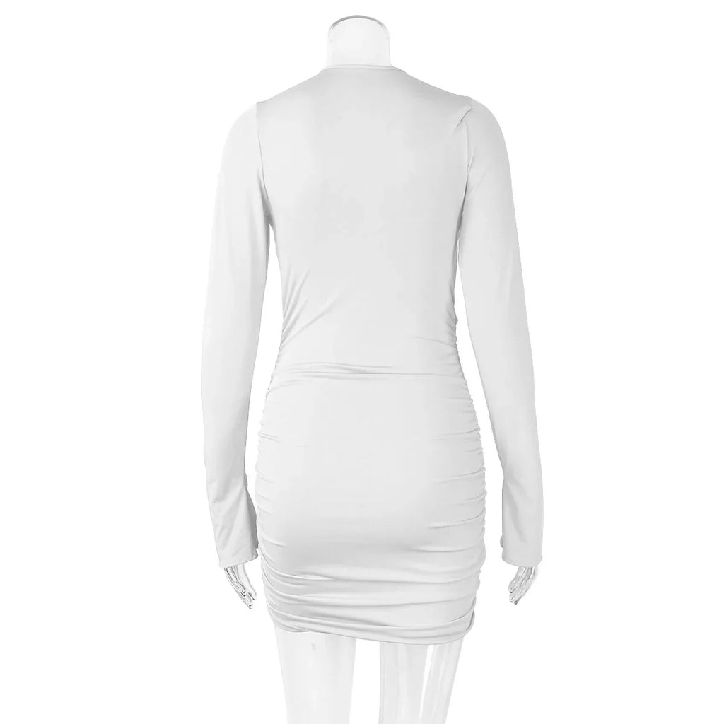 שמלת מיני כיווצים בגזרת מחוך בעיצוב קרוס ופתחים - PIA