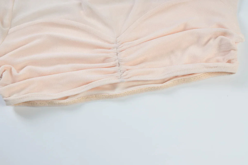 סט שני חלקים בעיצוב כיווצים טופ וחצאית מקסי מלמלה בעיטור שסע - Fernanda