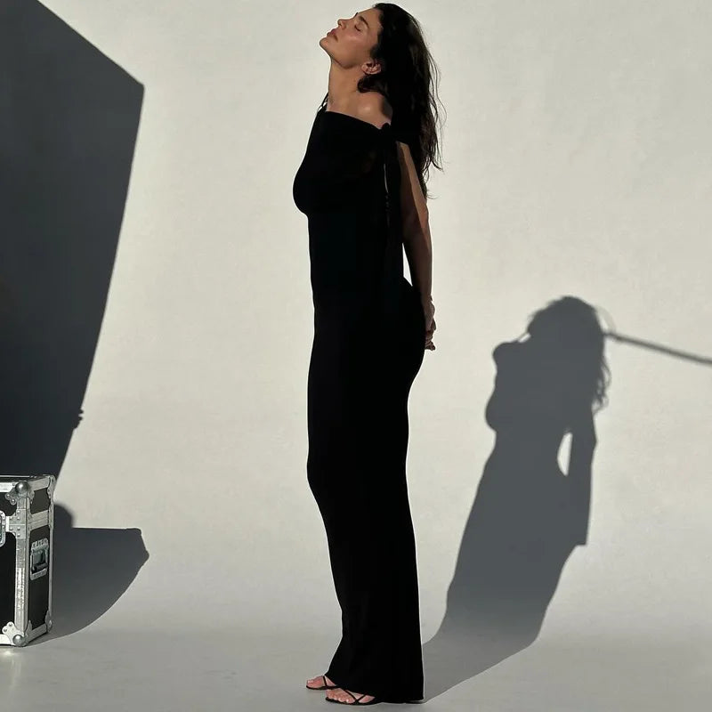 שמלת מקסי אלגנטית קשירה בכתף - יולנדה