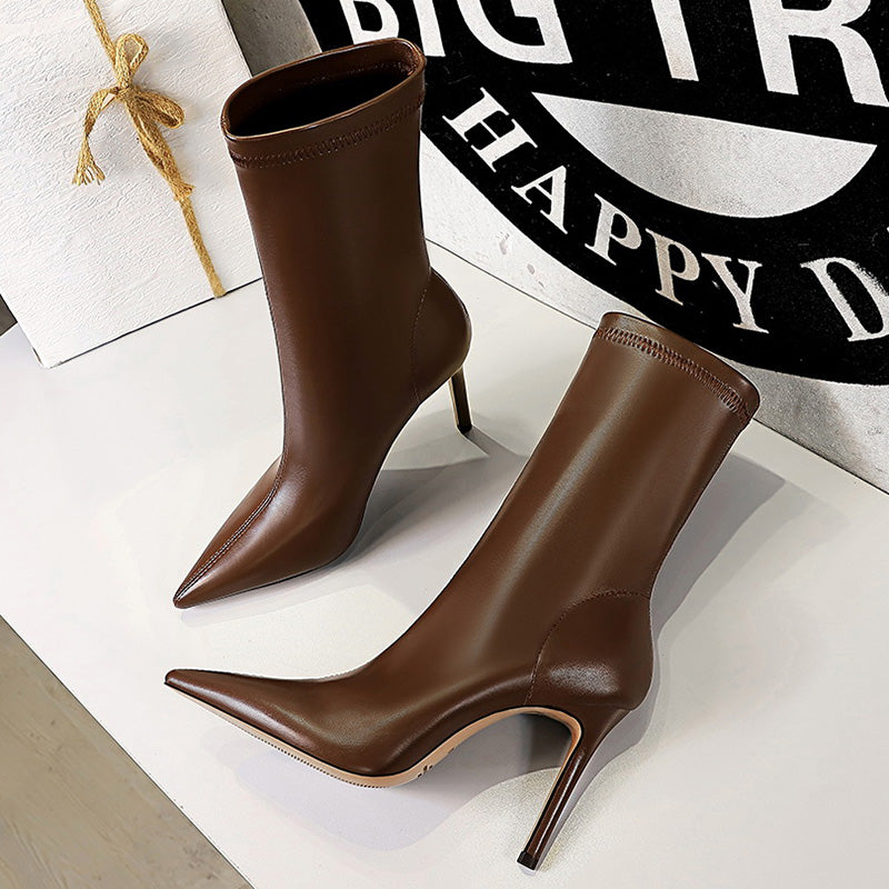 מגפי עקב דמוי עור פרווה פנימית מחממת - DORI