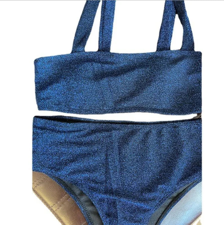 בגד ים ביקיני נצנצים תחתון גזרה גבוהה - שירלי