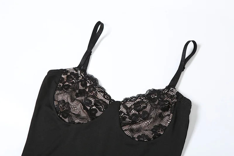 שמלת ערב מקסי בעיטור תחרה בחזה - קימברלי