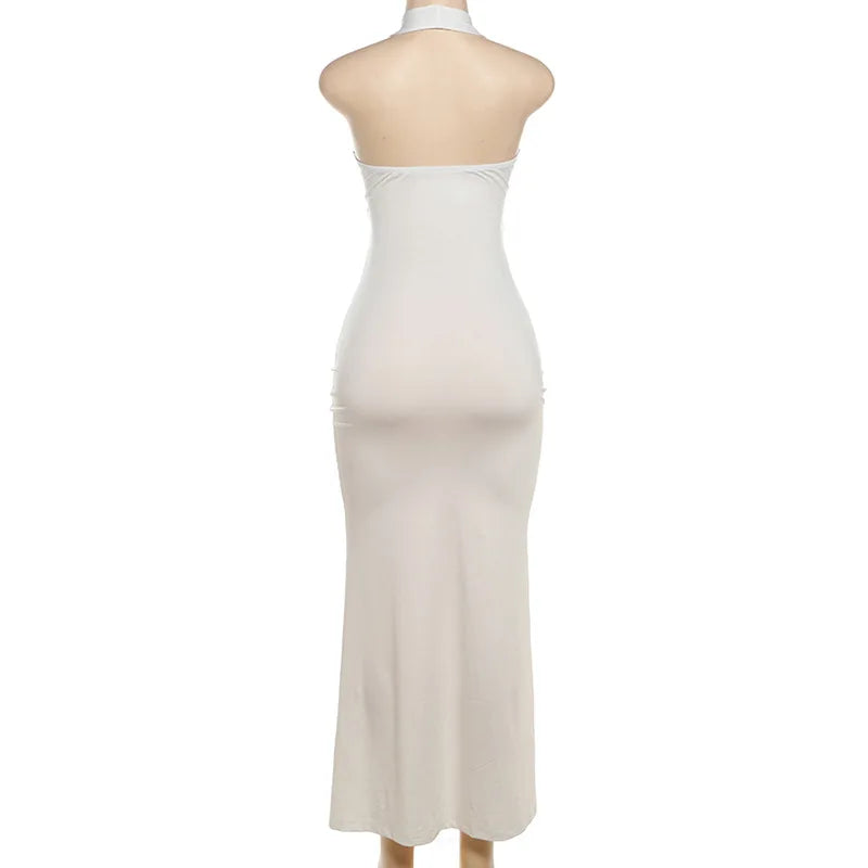 שמלת מקסי צמודה בעיטור מלמלה בעיצוב פתח - Jolene