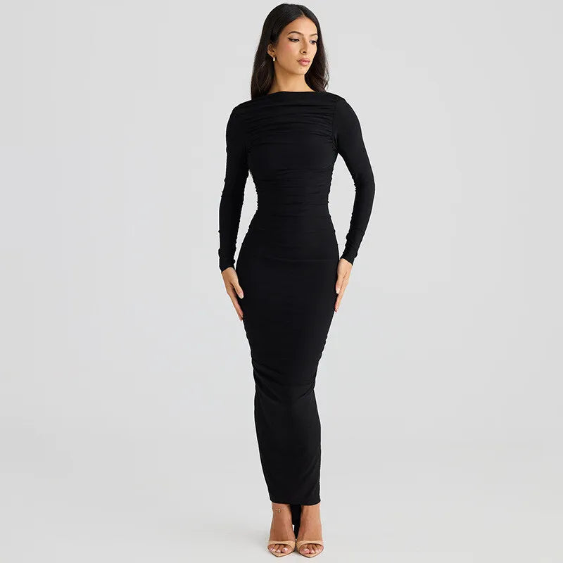 שמלת מקסי צמודה גב פתוח - קיקי