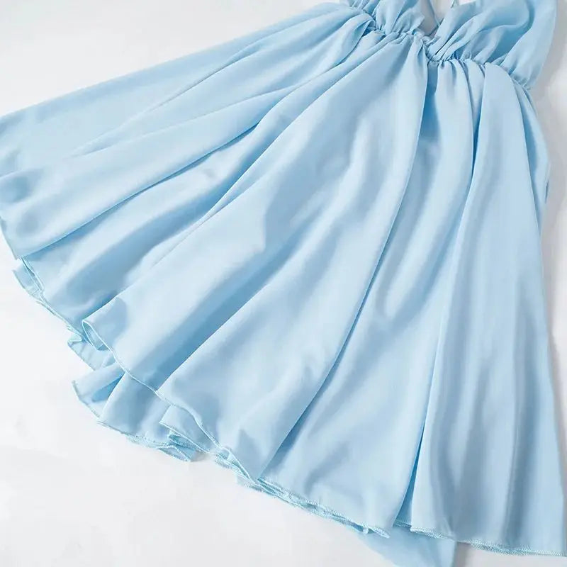 שמלת מיני שיפון מלמלה קשירות בגב - טולום