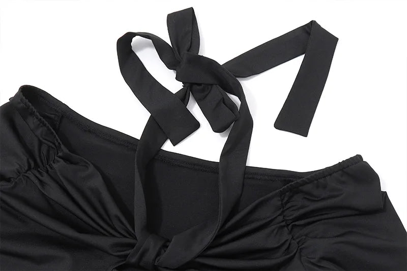 חולצה צמודה שרוול ארוך בשילוב קשירה בצוואר - פנלופי