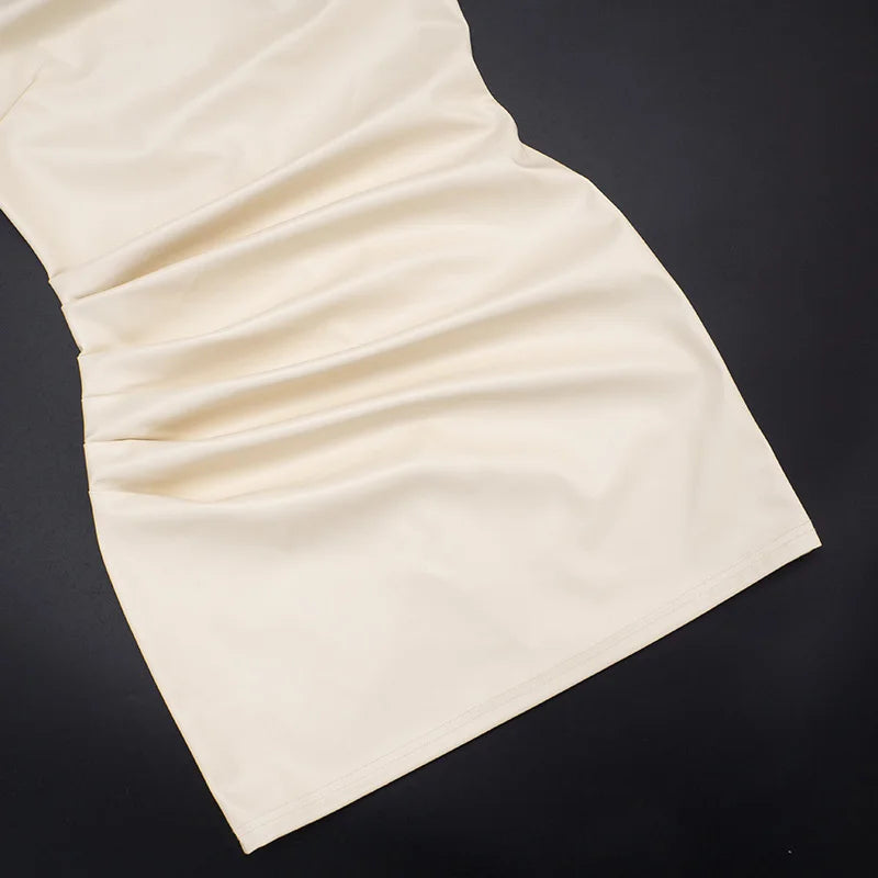 Faux leather mini dress with pleats - SIERA