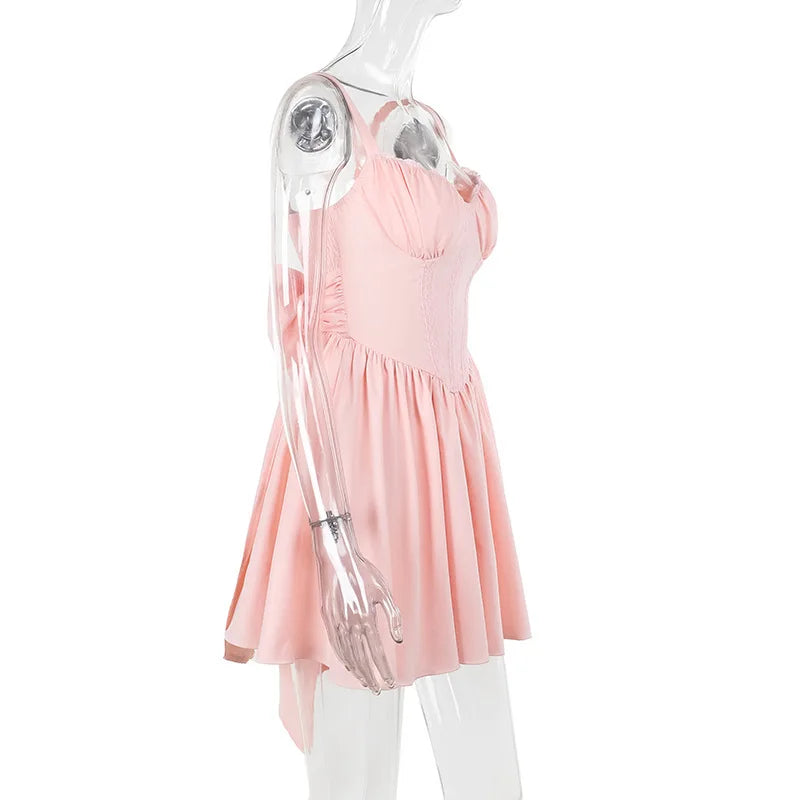 שמלת מיני בגזרת A בעיצוב מחוך בעיטור קשירת פפיון בגב - Kaiya