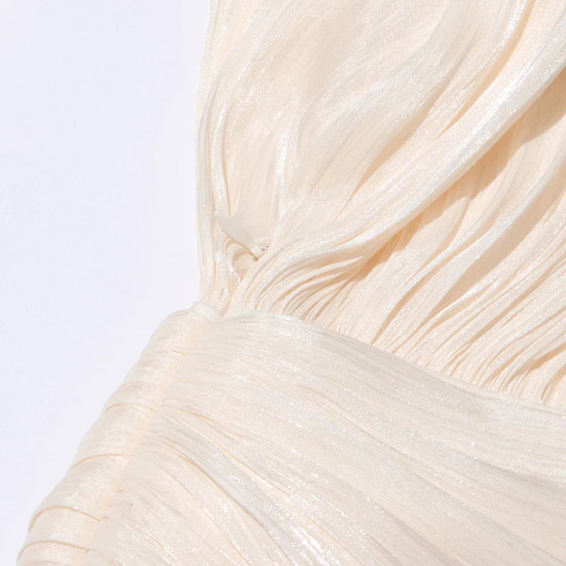 שמלת מיני כיווצים מלמלה בד שיפון מבריק - Lucille