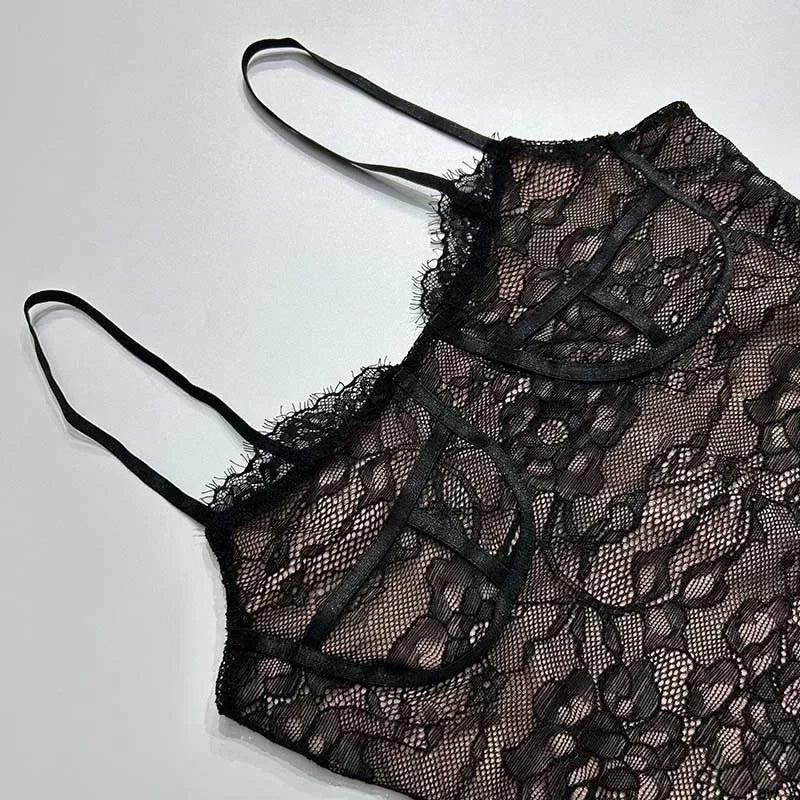 שמלת מקסי תחרה כתפיות דקות - מליסה