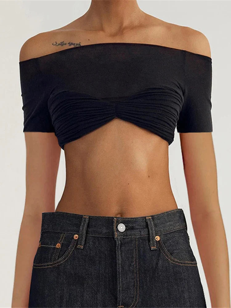 קרופ טופ כתפיים חשופות - יולי