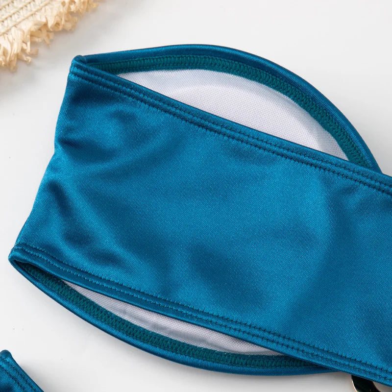 בגד ים סטרפלס גזרה גבוהה - ARIEL