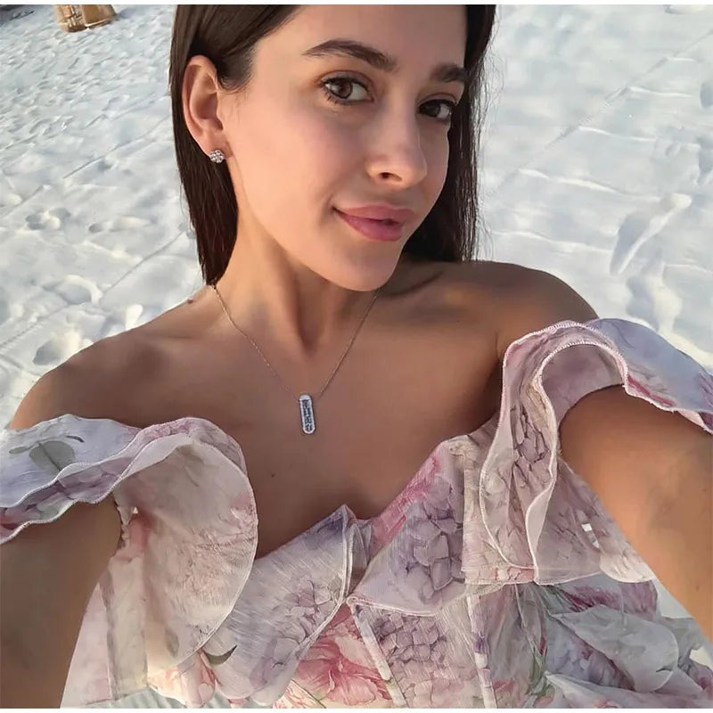 שמלת מיני מלמלה כתפיים חשופות בעיצוב פרחוני - ליסה