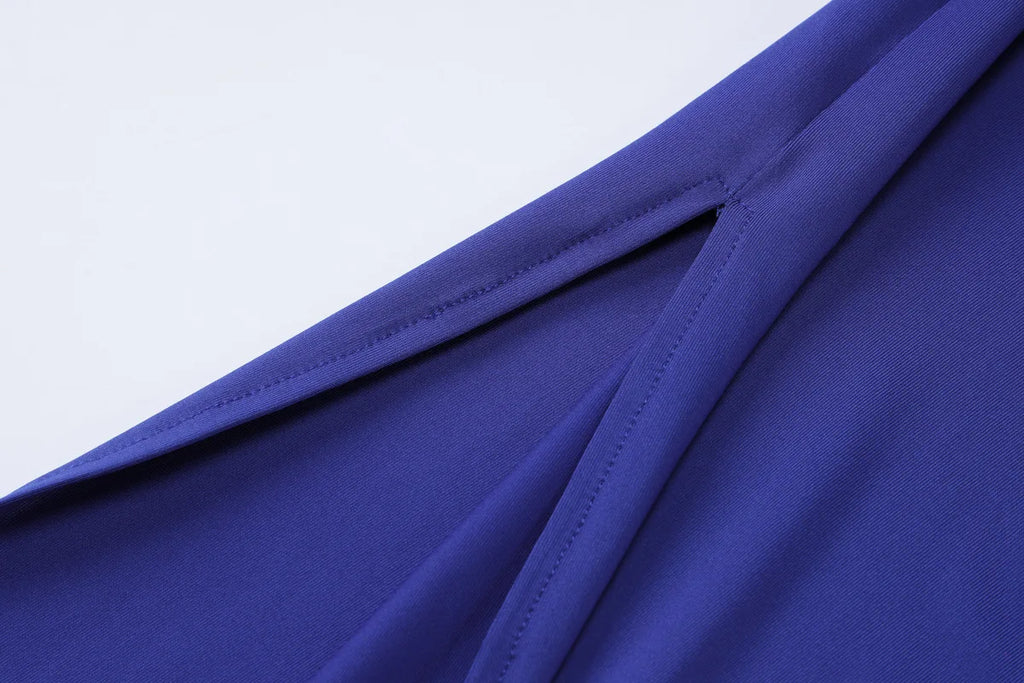 שמלת מקסי כיווצים בעיטור שסע - MARINA