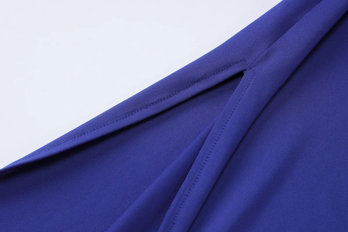 שמלת מקסי כיווצים בעיטור שסע - MARINA